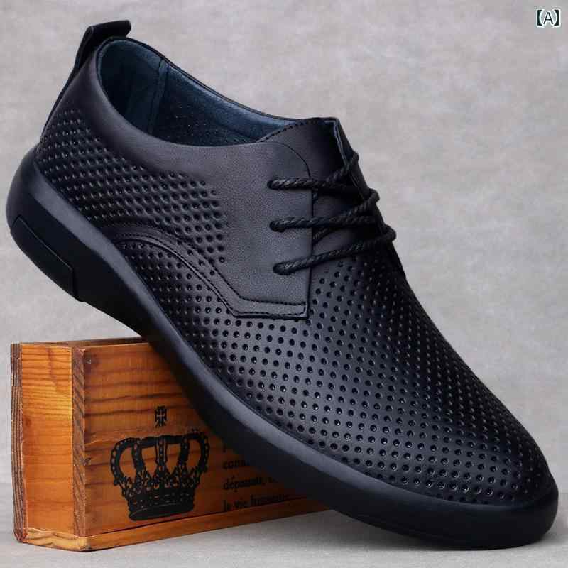 ビジネスシューズ　革靴　メンズ 夏 レースアップ カジュアル レザーシューズ 通気性 ビジネス 革 シュ..