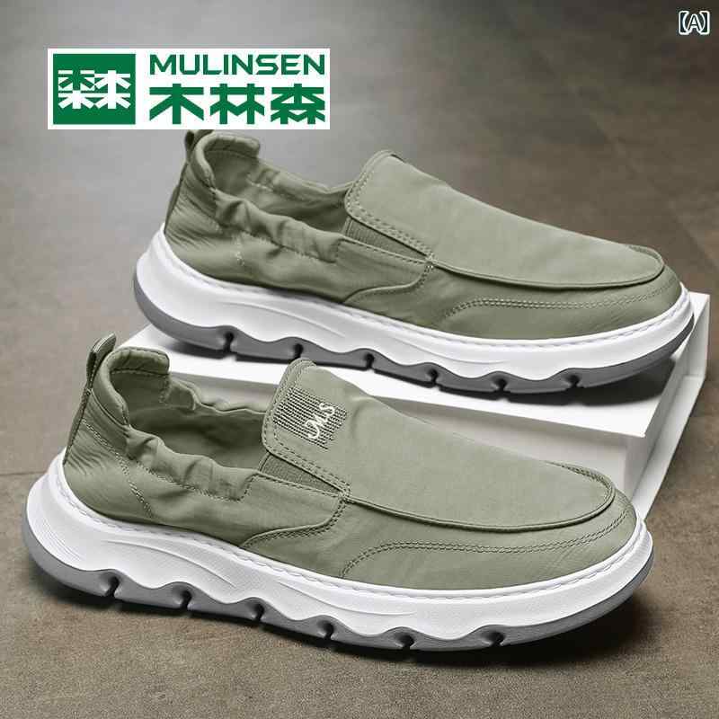 ビジネスシューズ　革靴　メンズ ムリ ンセン オールド 布 靴 メンズ 夏 2025 新型 通気性 高齢者 一歩..