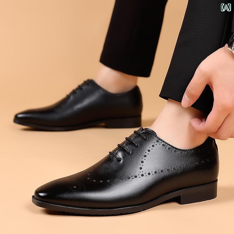 ビジネスシューズ　革靴　メンズ 男性用 夏用 レザーシューズ 英国製 メンズ 大きいサイズ ブラック ビ..