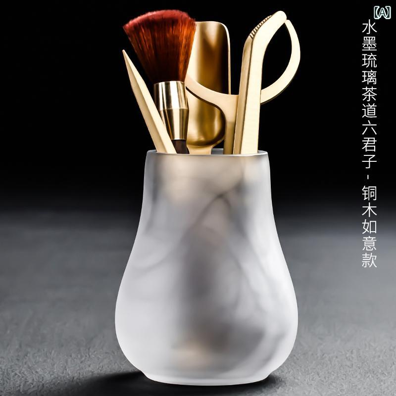 茶道具　セット　茶道 墨と 色 釉の 高級 カンフー 茶道 6 紳士 茶器 アクセサリー セット 銅 茶 クリ..