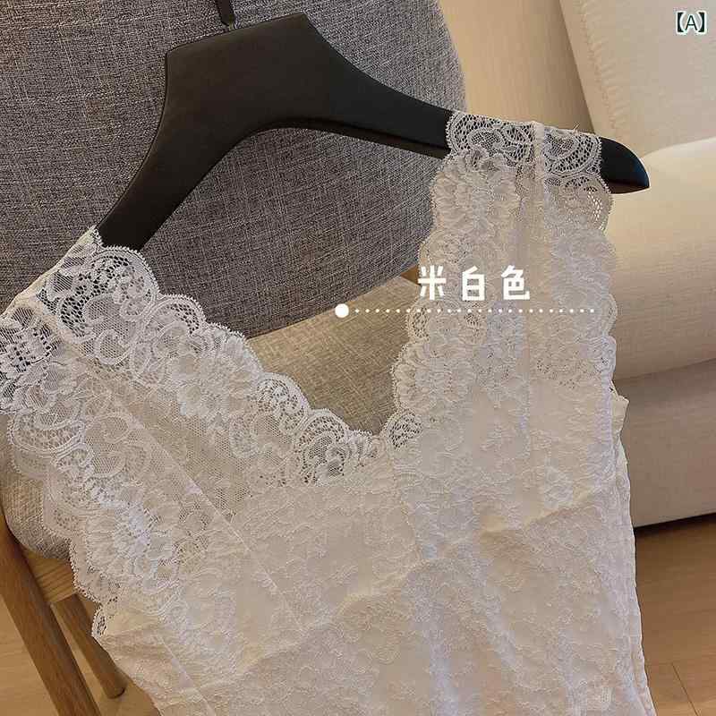 Vネック　レース　レディース 露出 防止 レイヤリング シャツ 甘め ショート 美 背中 女性 スリム ノースリーブ 春夏 秋 インナーウェア Vネック レース ベスト