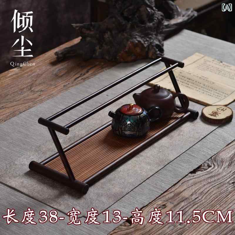 茶道具　セット　茶道 小さい 紫色の 煙の 濃い 竹の 二 層 ティーカップ ラック ディスプレイ ティー..