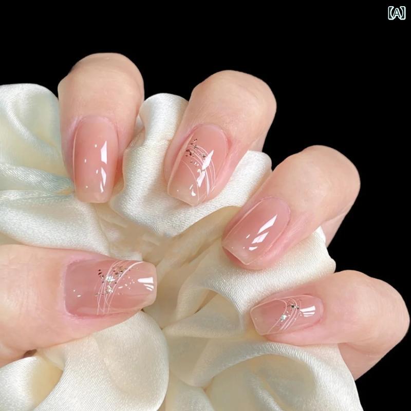 ネイルアート　かわいい シンプル 金箔 ブラシ ネイルアート 完成 品の 氷 透明 ヌード ウェア ネイル ..