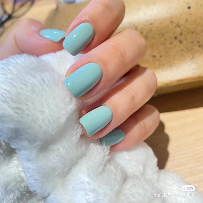 ネイルアート　かわいい に 調整 ブルーの ソリッドカラーの 短い フェイクの 爪の ピース 取り外し 可..