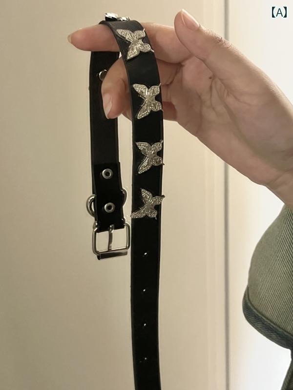 Y2K チョーカー　ネックレス　レディース Lou Haha ミレニア ル 世代の ホット ガール ダークメタル バタフライチョーカー ネックレス Y2K サブカルチャーの レザー ネック ストラップ