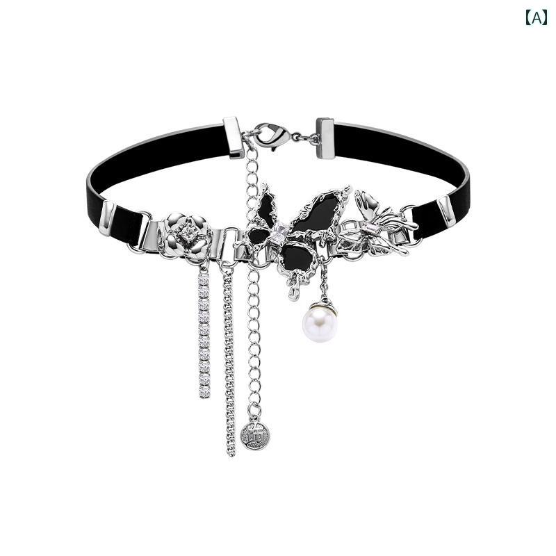 Y2K チョーカー　ネックレス　レディース UWAII エイリアン バタフライ チョーカー カラー 女性用 ネッ..