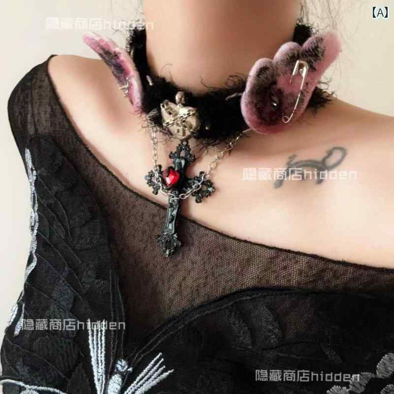 Y2K チョーカー　ネックレス　レディース の サブカルチャー 悪魔の 目 ネックレス ダーク パンク ジュエリー クロス ゴシック チョーカー