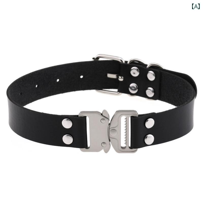 Y2K チョーカー　ネックレス　レディース チョーカー パンク インダストリアル スタイル Y2K ミレニア ル 世代の ホット ガール 機能的な 首輪 サブカルチャー バックル レザーネックレス