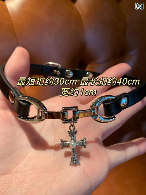 チョーカー　アクセサリー　レディース パール クロス スウィート クール チョーカー ネックレス 女性 ソフトレザー ブラック サブカルチャー 鎖骨 チェーン アドバンス