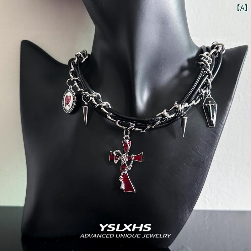 チョーカー　アクセサリー　レディース クロスチョーカー ダーク ネックレス メンズ ハイエンド サブカルチャー アクセサリー パンク 鎖骨 チェーン 女性