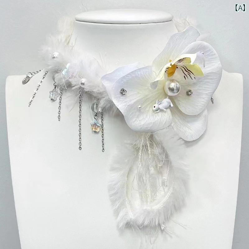 チョーカー　アクセサリー　レディース Y2K 胡 蝶 蘭 ぬいぐるみ チョーカー ホット ガール サブカルチ..