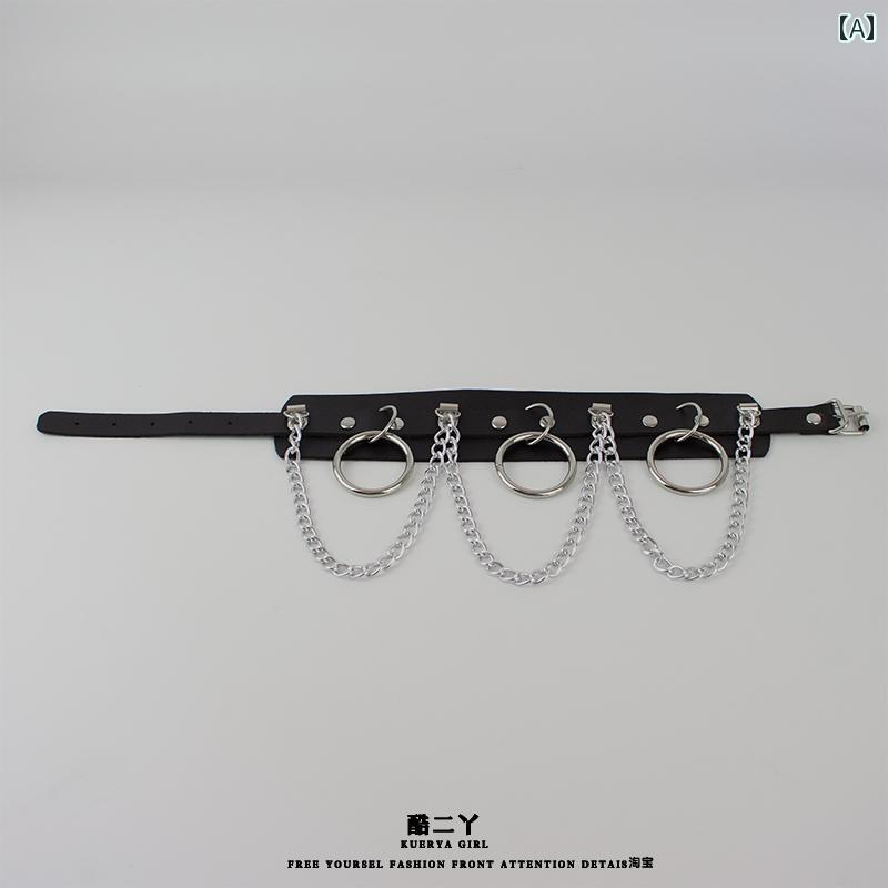 チョーカー　アクセサリー　レディース パンク ゴシック チェーン ネックレス ダーク 誇張 レザー 鎖骨 ヒップ ホップ Y2K ミレニアム ホット ガール ソイル クール カラー