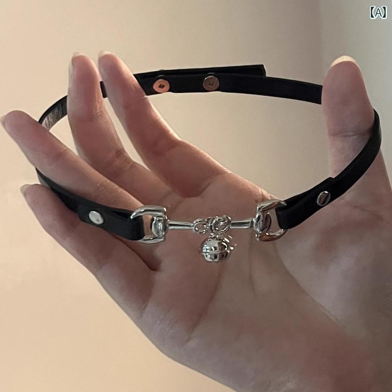 チョーカー　アクセサリー　レディース ホット スタイル ダーク スイート ガール チョーカー ベル カラー Y2K レザー 女性用 ネック ストラップ ネックレス