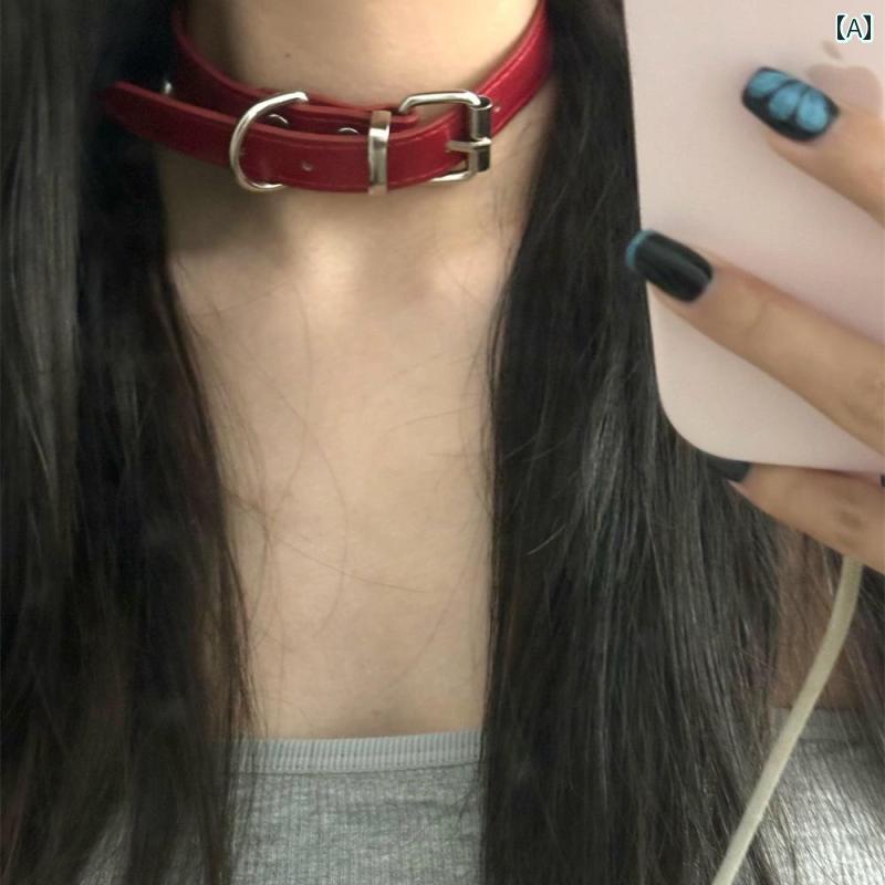 チョーカー　アクセサリー　レディース Zoozmini ハロウィンカラー 女性用 ネック ストラップ Y2K レザーカラー パンク ネックレス セクシー カラー