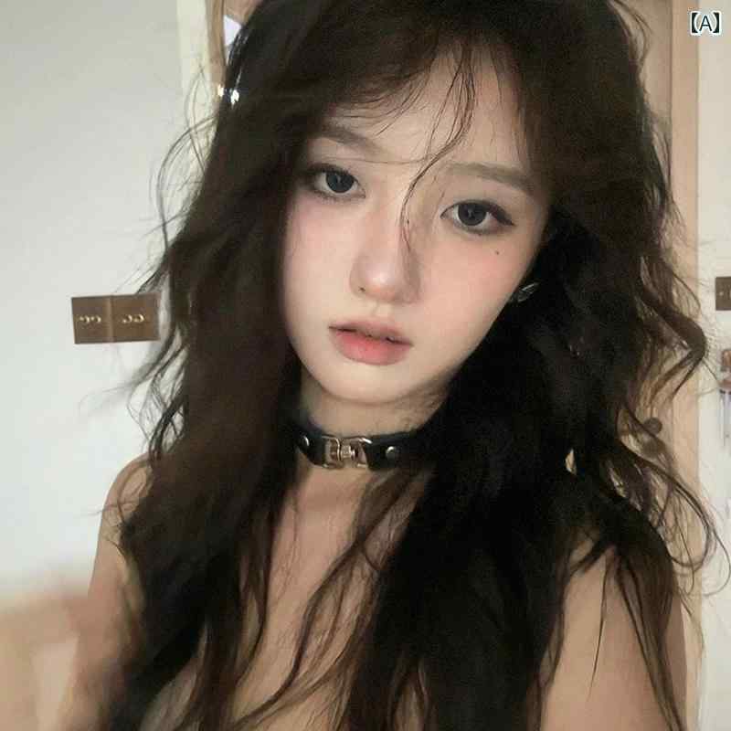 チョーカー　アクセサリー　レディース パンクな ブラック バックル レザーカラー ダーク スイート ホット ガール チョーカー ネックレスで クールな Y2K カラー