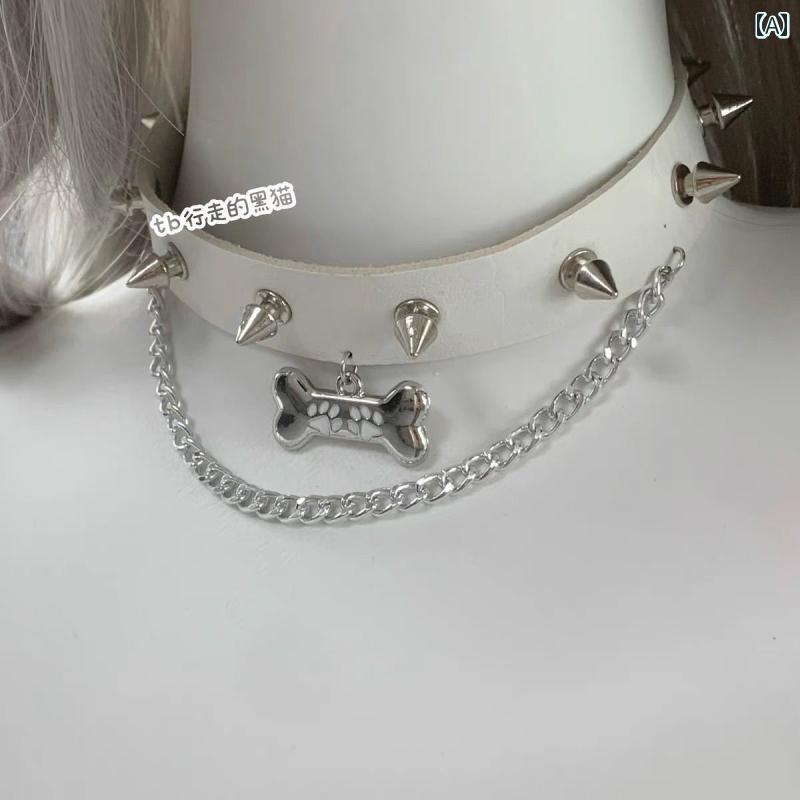 チョーカー　アクセサリー　レディース イン パンク サブカルチャー ボーン スタッズ カラー チョーカー