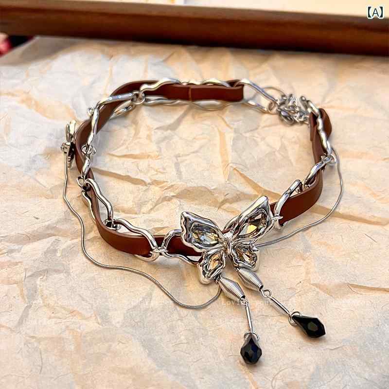 チョーカー　アクセサリー　レディース 男も 女も 殺せ 重厚な クリスタルの 蝶の チョーカー 高級 ネックレス 女性 マイ ラール アクセサリー