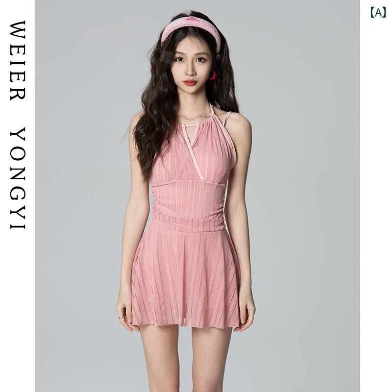 レディース　水着　ワンピース 女性用 水着 高級 セクシー スリング 小 胸 ギャザー 控えめな お腹 カバー スリミング ワンピース スカ..