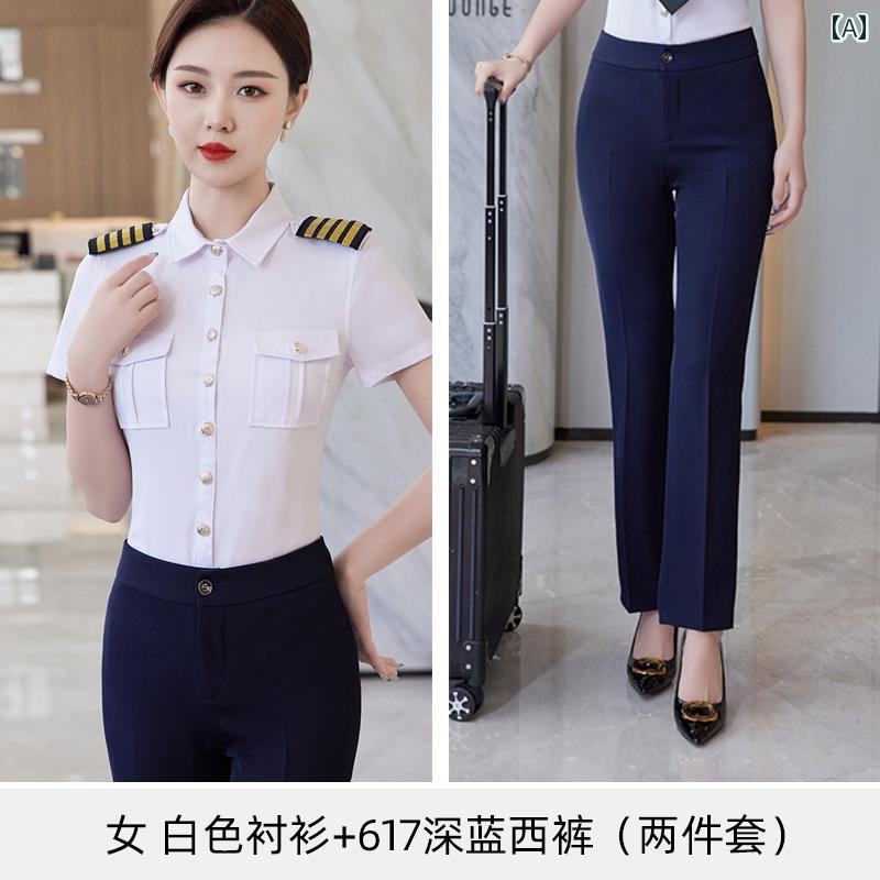 レディース　制服　スーツ 営業 所 警備 作業着 半袖 シャツ 男女兼用 ホテル イメージ ポスト コンシ..