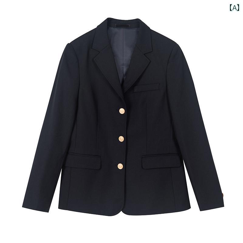 レディース　制服　スーツ JK スーツ ジャケット 女子 校 用品 和風 スイート 春秋 ロング ブラック メ..