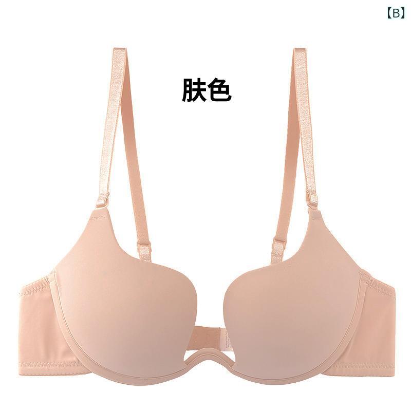 インナー レディース　ナイト 目に 見えない 美しさの 背中の 開いた 下着 フェミニンな シームレスな U 字型 ウェディングドレス ブラ 貧 乳 深い V プッシュアップ ホルター 2