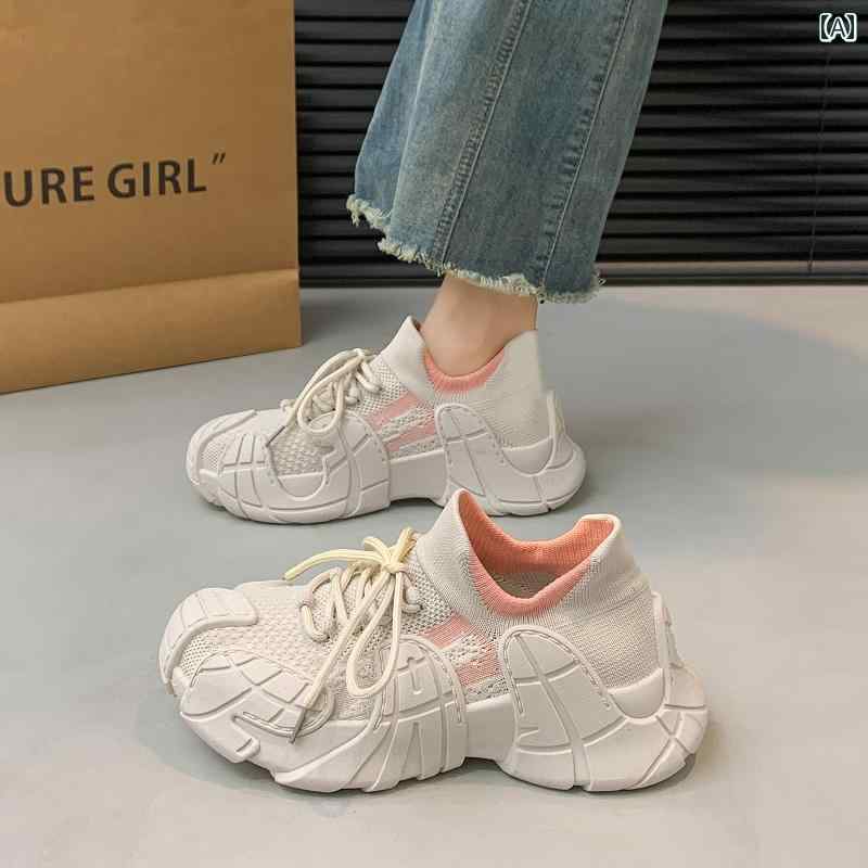 レディース ソックス シューズ フラッグシップ メッシュ 厚底 身長 アップ ソックス シューズ レディー..