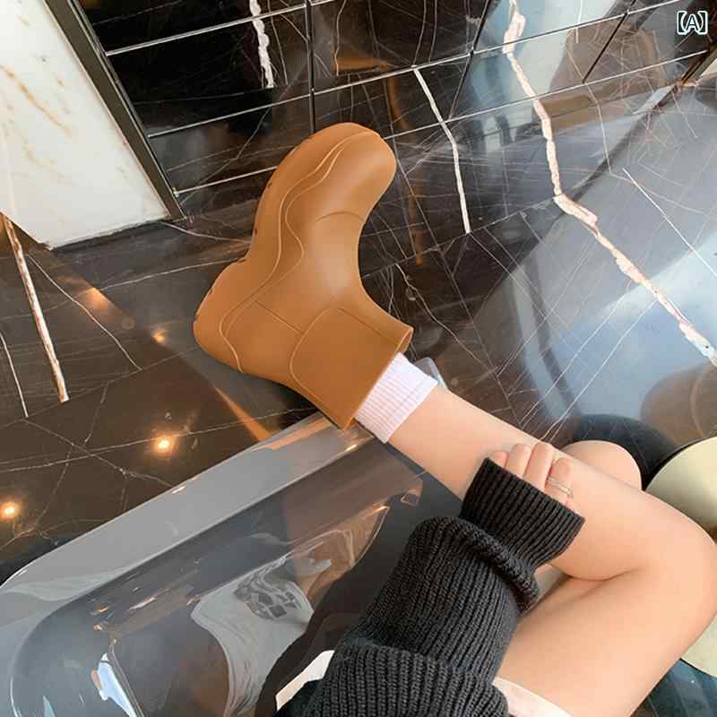 レインブーツ　長靴　レディース BV PY レインブーツ 秋冬 キャンディカラー ゼリー カップル 男女兼用 身長 アップ 厚底 ショート ブーツ