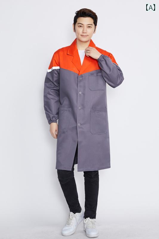 作業着 ワーク ウェア ロング コート 作業着 労働 保護 服 男女兼用 オーバー オール ポーター 汚れ 防止 耐摩耗 防塵 食品 工場 作業 場