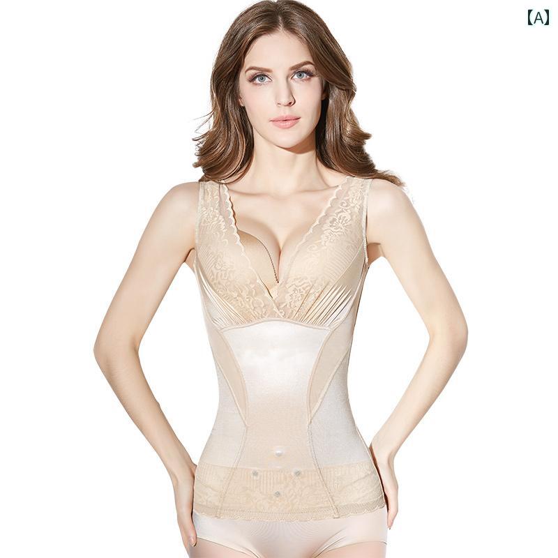 下着　薄型　レディース スリムボディ シェイピング ベスト 上半身 腹部 引き締め ウエスト 産後 ボディ コルセット トップ タイト