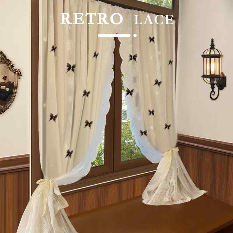 レース　カーテン　窓 二 重層 遮 光 寝室 カーテン ガーゼ 一 体型 プリンセス スタイル フレンチクリ..