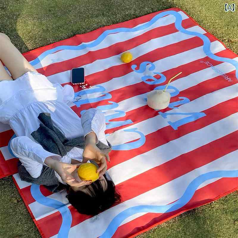 お出かけ 　屋外　マット スタイル ストライプ ピクニック マット 防 湿 厚手 防水 春の お出かけ 海辺 ビーチ キャンプ オックスフォード 布(4)