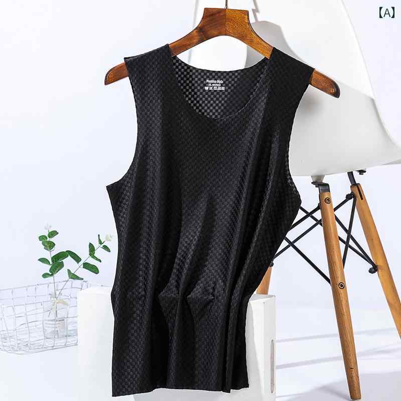 ノースリーブ インナー レディース チェック 柄 冷感 ベスト メンズ 夏 薄手 スポーツ フィットネス 速乾 通気性 スウェットシャツ シームレス ワイド ショルダー ノースリーブ Tシャツ