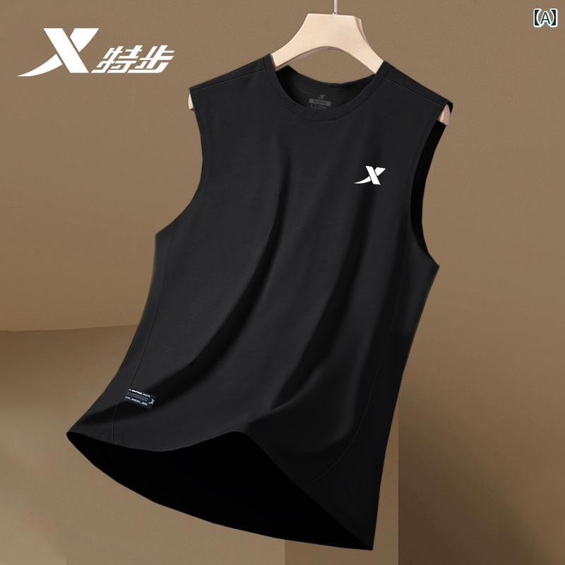 ノースリーブ インナー レディース Xtep スポーツ ベスト メンズ 夏 スタイル 冷感 速乾 服 ノースリーブ Tシャツ 通気性 ブラック マラソン スポーツウェア