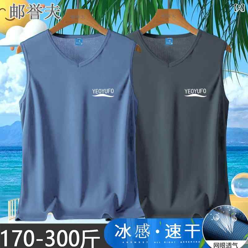 ノースリーブ インナー レディース 大きいサイズ 夏用 メッシュ 速乾 スポーツ ベスト 太め メンズ Vネック ワイド ショルダー プリント 無地 ノースリーブ Tシャツ