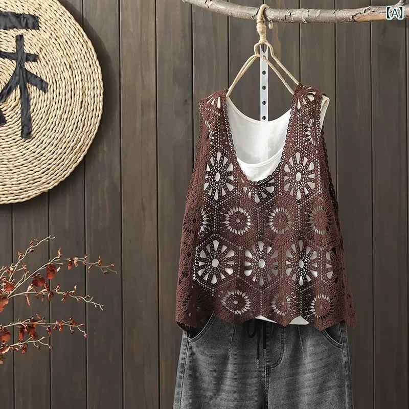 ノースリーブ インナー レディース 2024夏の 文学 レトロ ベスト レディース ゆったり お腹 カバー ノースリーブブラウス カジュアル トップス