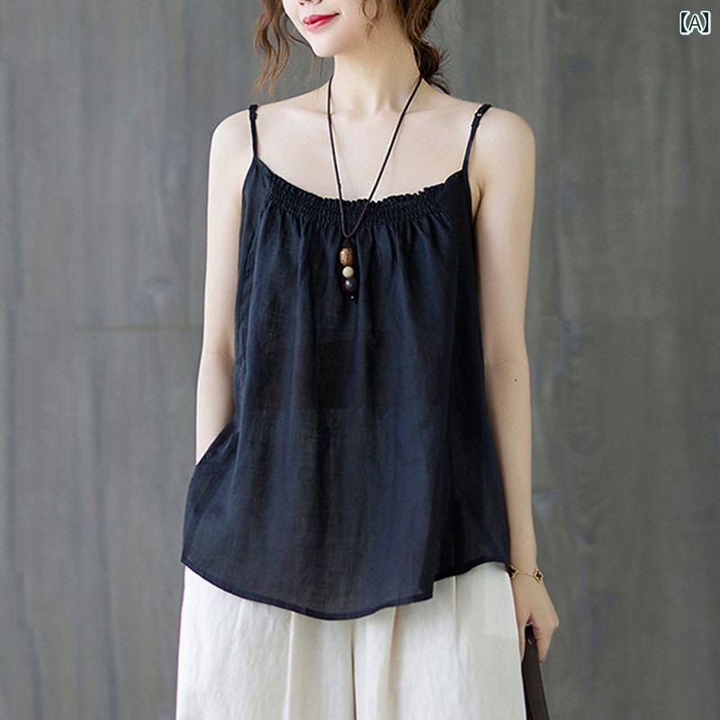 キャミソール　タンクトップ　レディース 300 Jin 特大 サイズ レトロ アート キャミソール ベスト 太め 女性用 夏 薄手 ゆったり お腹 カバー バックレ ストップ