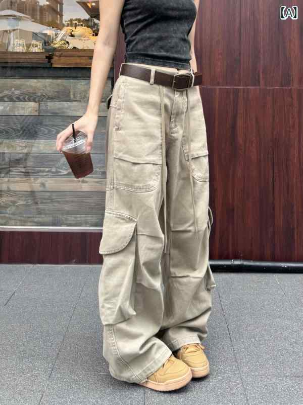 カーゴパンツ　メンズ　レディース XFX アメリカン レトロ マルチ ポケット ストレート オーバー オー..