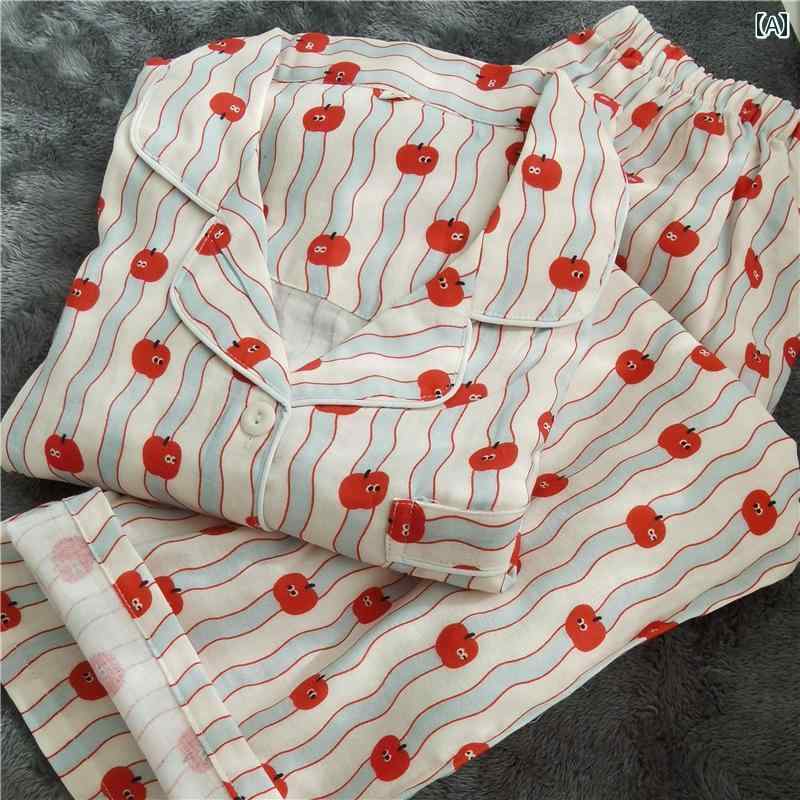 ワイドレッグ　パンツ　レディース 春夏 レディース 薄手 二 重 ガーゼ 綿 ホーム 服 甘くて かわいい デジタル プリント パジャマ