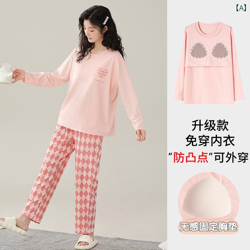 パジャマ　レディース　かわいい キャットマン パジャマ レディース 春秋 スタイル 2025 綿 胸 パッド ..