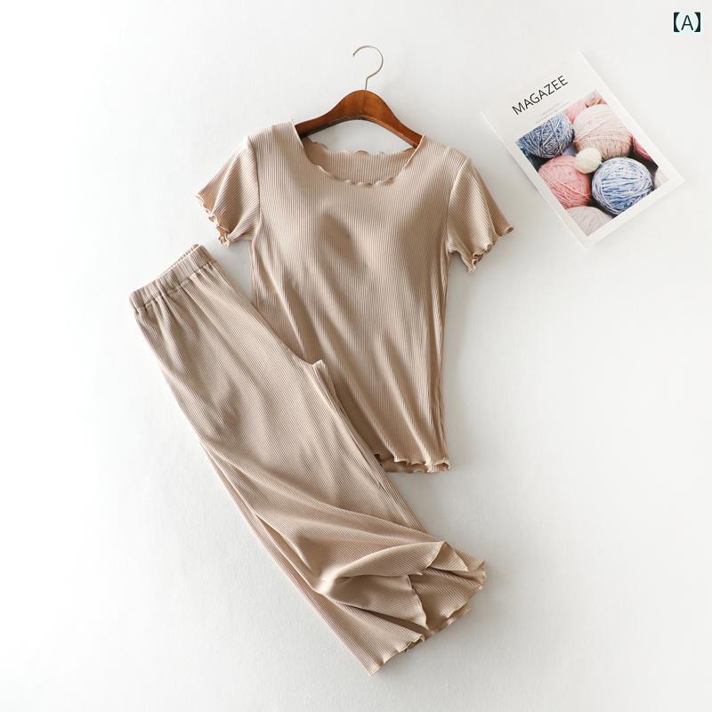 パジャマ レディース かわいい 夏 半袖 クロップド パジャマ 2点 セット ブラカップ 付き 外出 着と しても 使える 薄手 ワンピース ホームウェア