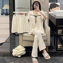 パジャマ レディース かわいい 2025年 パジャマ レディース 春夏 スリーピース 胸 パッド 付き 半袖 綿 大きめ サイズ 家 着