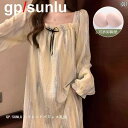パジャマ レディース かわいい GP 綿糸 ナイト ドレス レディース 春秋 長袖 胸 パッド 付き パジャマは 衝突を 防ぐに 外で 着用 できます 妊娠中の...