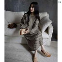 パジャマ レディース かわいい GP 胸 パッド 付き 綿 ストライプ ナイト ドレス レディース 春秋 長袖 高級 ホーム 服 パジャマ ドレスは 外出にも ...