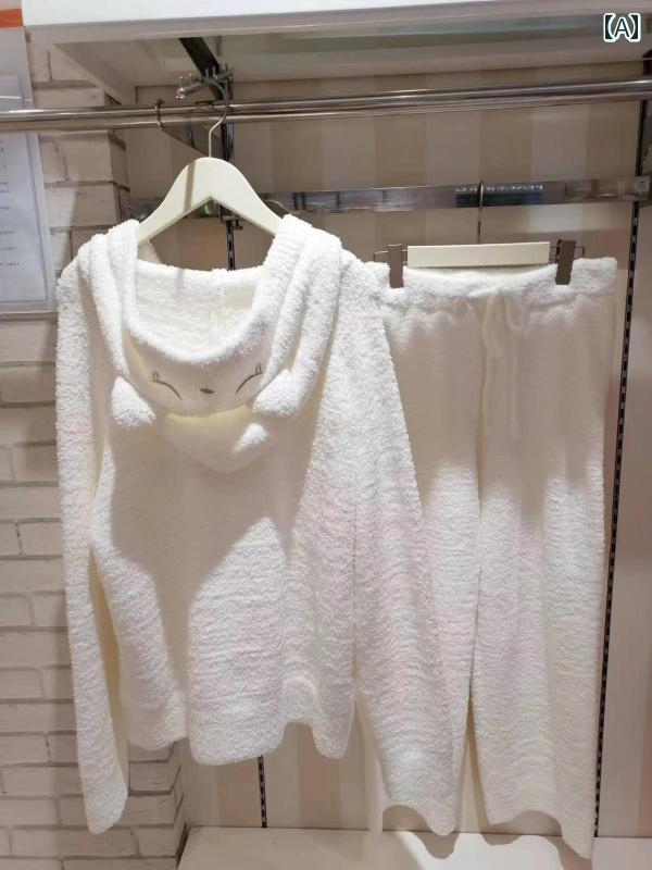 パジャマ　レディース　かわいい 黒の ウサギの ハーフ ベルベットの パジャマ 秋冬 レディース 厚手 ..