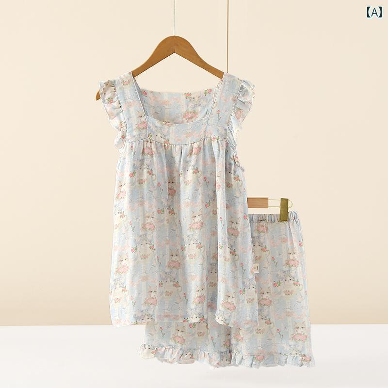 パジャマ　レディース　かわいい 涼しい 竹 繊維 胸 パッド 付き サスペンダー 夏 パジャマ レディース ショート パンツ ホームウェア 薄手 カップ ワンピース ノースリーブ 花柄