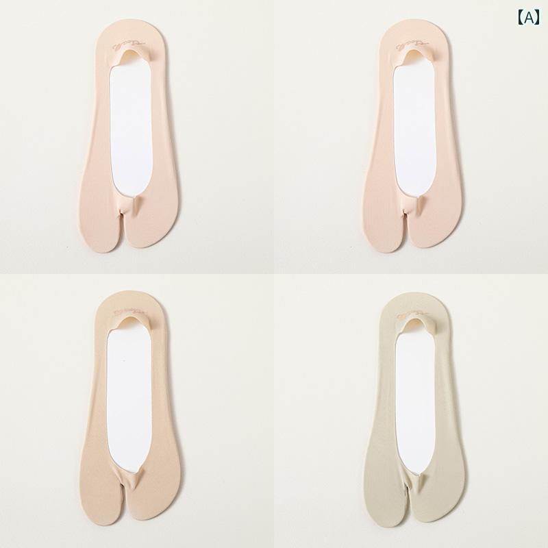 レディース　ソックス　レギンス 夏用 レディース スプリット トゥ ソックス 薄手 ボート 綿 ノン ドロ..