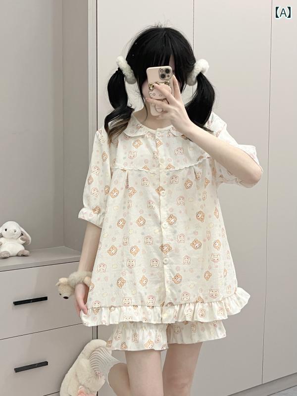 パジャマ　レディース　かわいい ストロベリー イージー ベア スイート サマー クラウド コットンベル..