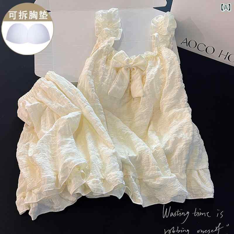 パジャマ　レディース　かわいい アプリコット レースの パジャマ レディース 夏用 綿 胸 パッド 付き ..