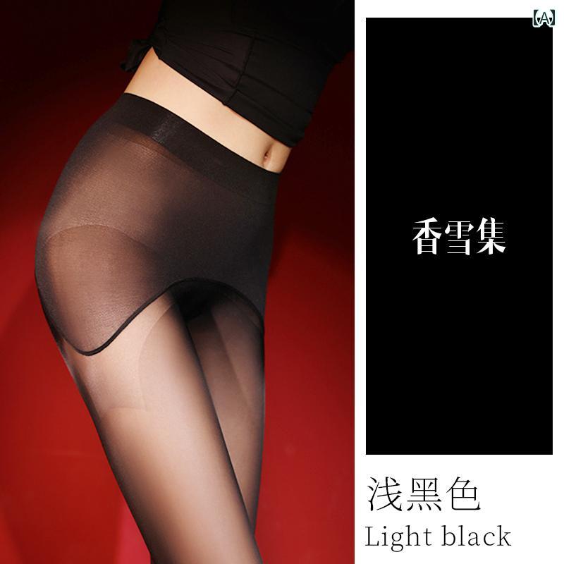 レディース　ソックス　レギンス Xiangxueji ハイウエスト シームレス シルキー レディース アンチ ホック パン スト やや 透け 感 加圧 スリミング レッグ 20 D ブラックストッキング