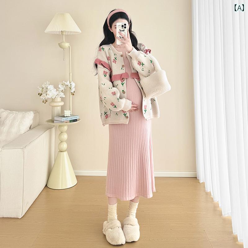 妊婦用 パンツ レギンス 妊婦 秋冬服 2024 ファッション ニット ボトムス ワンピース 甘め 厚手 コート カーディガン ツーピース 春